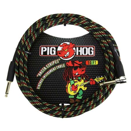 ACE PRODUCTS GROUP Woven Jacket Tour Grade Instrument Cable, 10 ft. - Rasta Stripes PCH10RAR